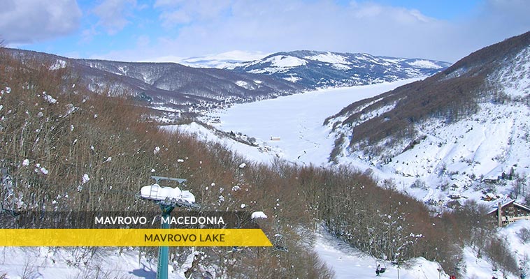 Mavrovo lake with snow cover