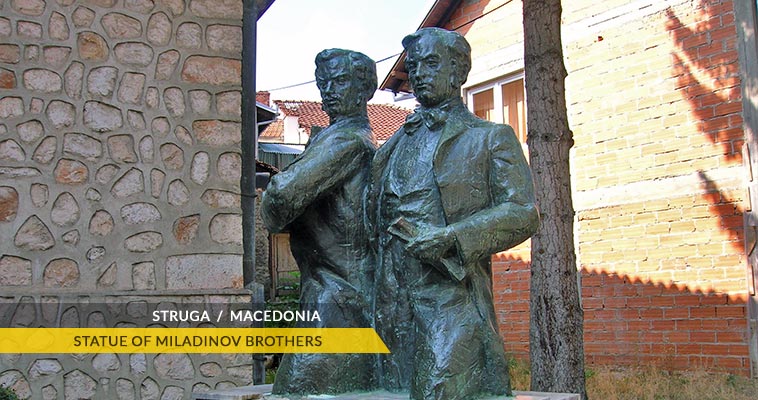 Struga: Statues of Miladinov brothers