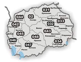 Phone area codes in Macedonia